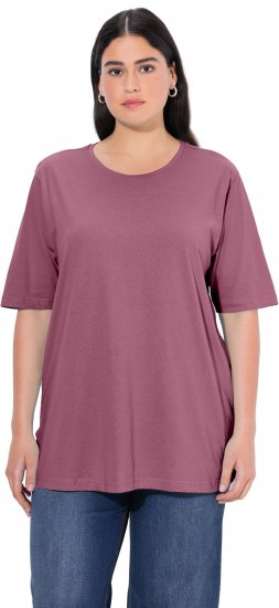 Ulla Popken Basic Round Neck Short Sleeve Relaxed Fit T-Shirt Dark Rose Red - Trička - 