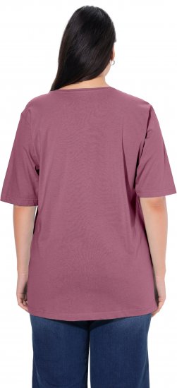 Ulla Popken Basic Round Neck Short Sleeve Relaxed Fit T-Shirt Dark Rose Red - Trička - 