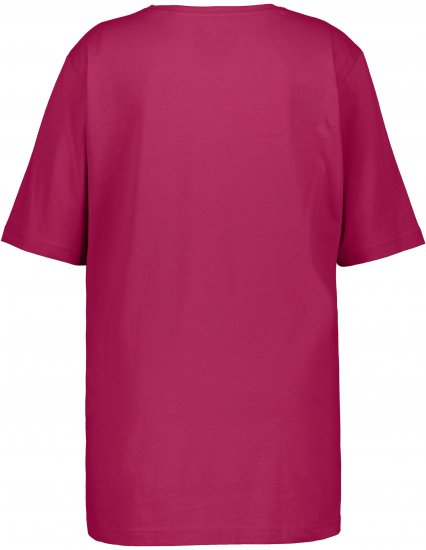 Ulla Popken Basic Round Neck Short Sleeve Relaxed Fit T-Shirt Magnolia Red - Trička - 
