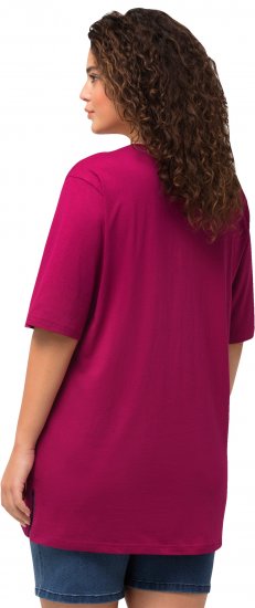 Ulla Popken Basic Round Neck Short Sleeve Relaxed Fit T-Shirt Magnolia Red - Trička - 