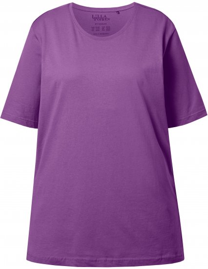 Ulla Popken Basic Round Neck Short Sleeve Relaxed Fit T-Shirt Purple - Trička - 