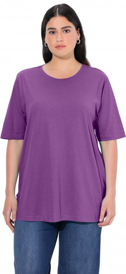 Ulla Popken Basic Round Neck Short Sleeve Relaxed Fit T-Shirt Purple - Trička - 