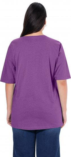 Ulla Popken Basic Round Neck Short Sleeve Relaxed Fit T-Shirt Purple - Trička - 