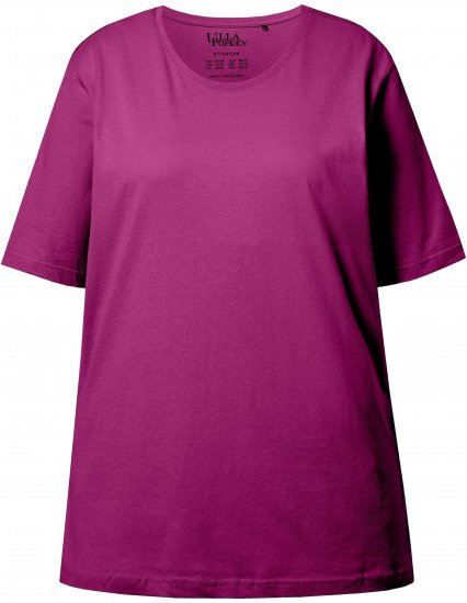 Ulla Popken Basic Round Neck Short Sleeve Relaxed Fit T-Shirt Berry Purple - Trička - 