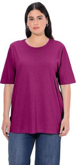 Ulla Popken Basic Round Neck Short Sleeve Relaxed Fit T-Shirt Berry Purple - Trička - 