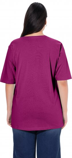 Ulla Popken Basic Round Neck Short Sleeve Relaxed Fit T-Shirt Berry Purple - Trička - 