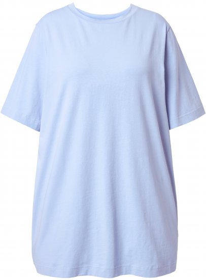 Ulla Popken Basic Round Neck Short Sleeve T-Shirt Light Blue - Trička - 