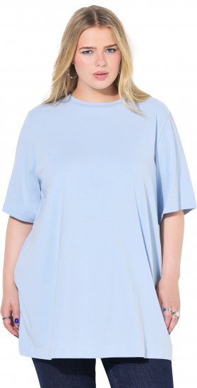 Ulla Popken Basic Round Neck Short Sleeve T-Shirt Light Blue - Trička - 