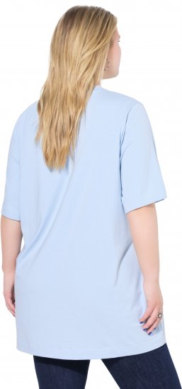 Ulla Popken Basic Round Neck Short Sleeve T-Shirt Light Blue - Trička - 