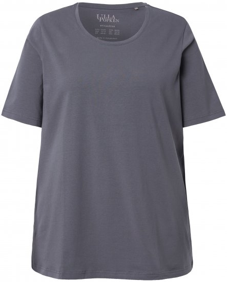 Ulla Popken Essential Round Neck Stretch Tee Graphite Grey - Trička - 
