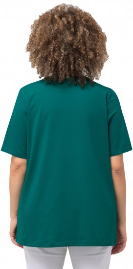 Ulla Popken Essential Round Neck Stretch Tee Dark Emerald - Trička - 