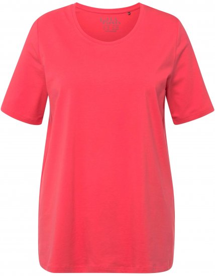 Ulla Popken Essential Round Neck Stretch Tee Dark Coral - Trička - 