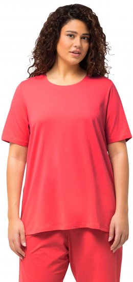 Ulla Popken Essential Round Neck Stretch Tee Dark Coral - Trička - 