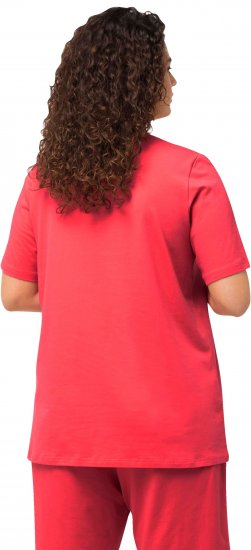 Ulla Popken Essential Round Neck Stretch Tee Dark Coral - Trička - 