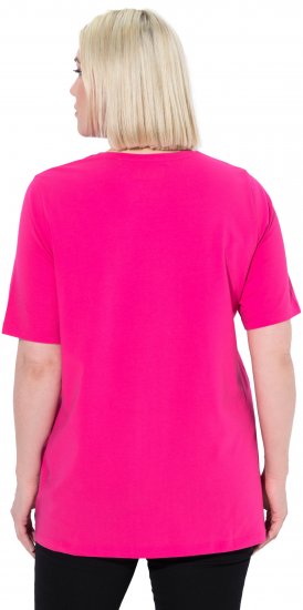 Ulla Popken Essential Round Neck Stretch Tee Magenta Pink - Trička - 