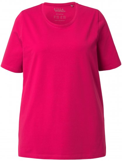 Ulla Popken Essential Round Neck Stretch Tee Dark Raspberry - Trička - 