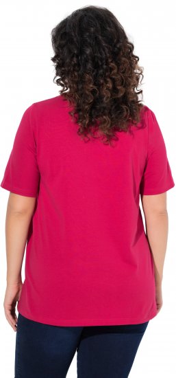 Ulla Popken Essential Round Neck Stretch Tee Dark Raspberry - Trička - 