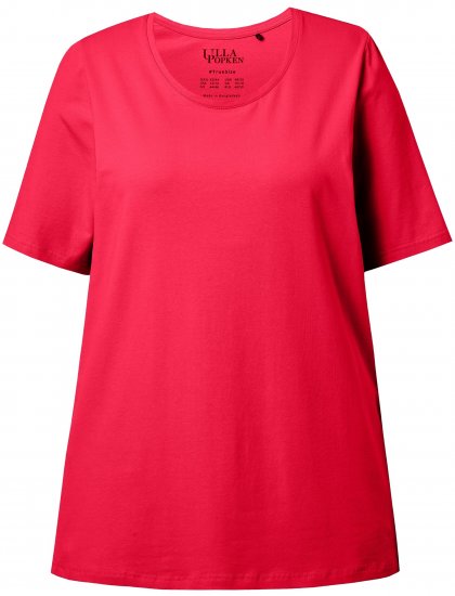 Ulla Popken Essential Round Neck Stretch Tee Red - Trička - 