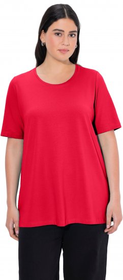 Ulla Popken Essential Round Neck Stretch Tee Red - Trička - 