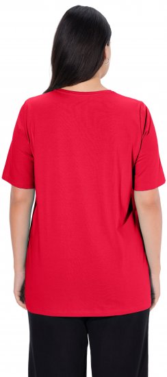 Ulla Popken Essential Round Neck Stretch Tee Red - Trička - 