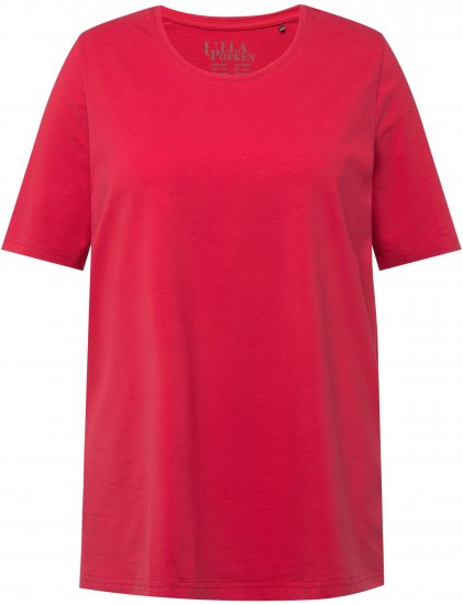 Ulla Popken Essential Round Neck Stretch Tee Dark Pink - Trička - 