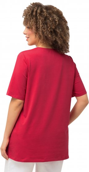 Ulla Popken Essential Round Neck Stretch Tee Dark Pink - Trička - 