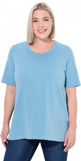 Ulla Popken Essential Round Neck Stretch Tee Light Teal - Trička - 