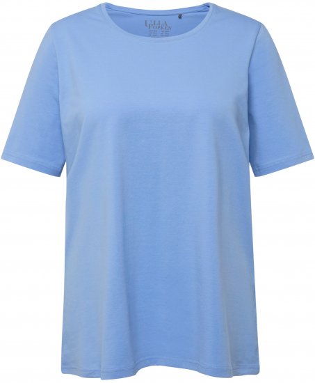 Ulla Popken Essential Round Neck Stretch Tee Cloud Blue - Trička - 