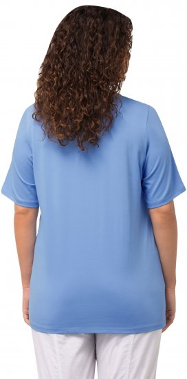 Ulla Popken Essential Round Neck Stretch Tee Cloud Blue - Trička - 