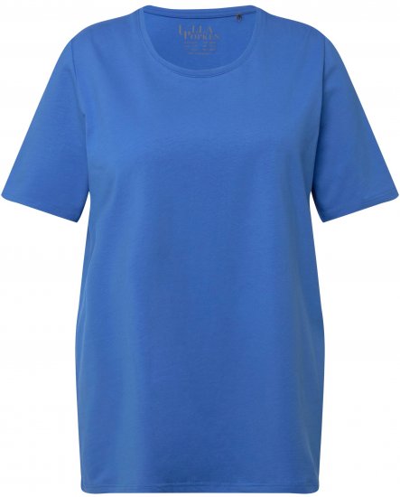 Ulla Popken Essential Round Neck Stretch Tee Denim Blue - Trička - 