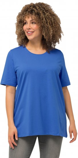 Ulla Popken Essential Round Neck Stretch Tee Denim Blue - Trička - 