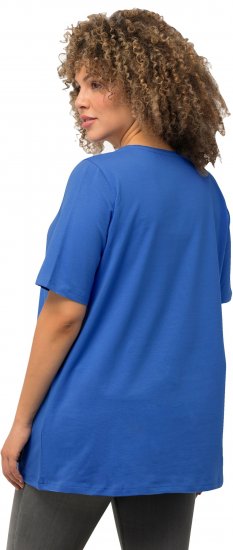 Ulla Popken Essential Round Neck Stretch Tee Denim Blue - Trička - 
