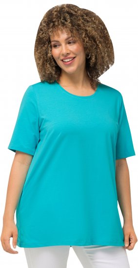 Ulla Popken Essential Round Neck Stretch Tee Deep Aqua - Trička - 