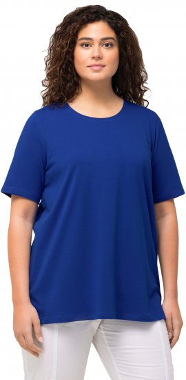 Ulla Popken Essential Round Neck Stretch Tee Cobalt Blue - Trička - 