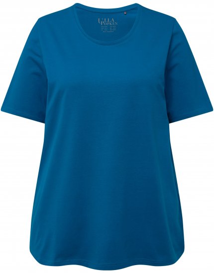 Ulla Popken Essential Round Neck Stretch Tee Medium Blue - Trička - 