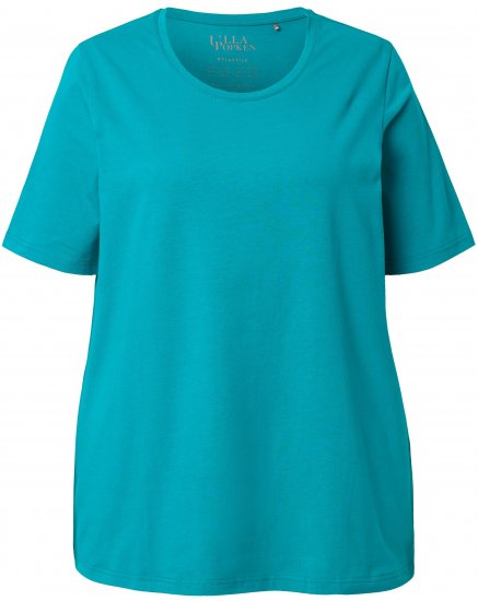 Ulla Popken Essential Round Neck Stretch Tee Teal - Trička - 
