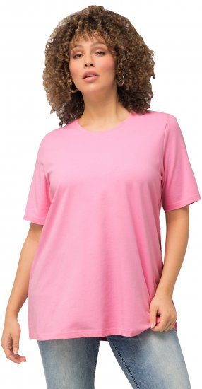 Ulla Popken Essential Round Neck Stretch Tee Light Pink - Trička - 