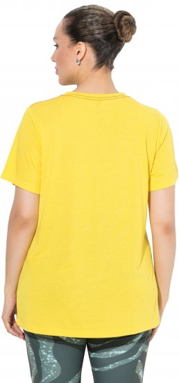 Ulla Popken Functional Antibacterial Finish V-Neck Short Sleeve Knit Top Sun Yellow - Trička - 