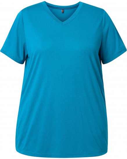 Ulla Popken Functional Antibacterial Finish V-Neck Short Sleeve Knit Top Opal Green - Trička - 