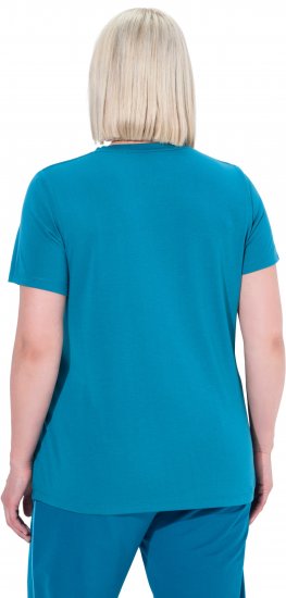 Ulla Popken Functional Antibacterial Finish V-Neck Short Sleeve Knit Top Opal Green - Trička - 