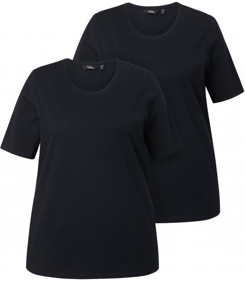 Ulla Popken Scoop Neck Short Sleeve Tee Black - Trička - 