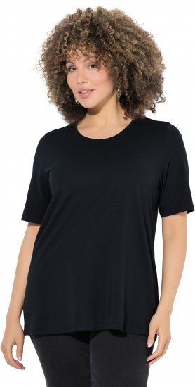Ulla Popken Scoop Neck Short Sleeve Tee Black - Trička - 