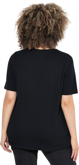 Ulla Popken Scoop Neck Short Sleeve Tee Black - Trička - 