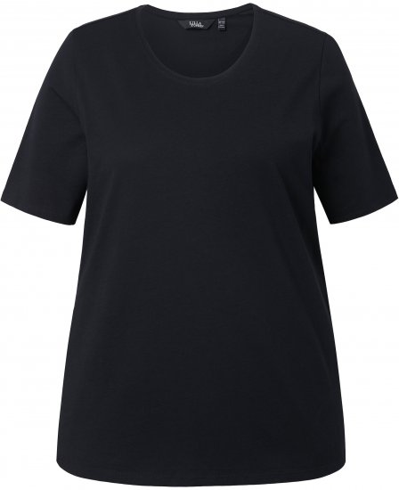 Ulla Popken Scoop Neck Short Sleeve Tee Black - Trička - 