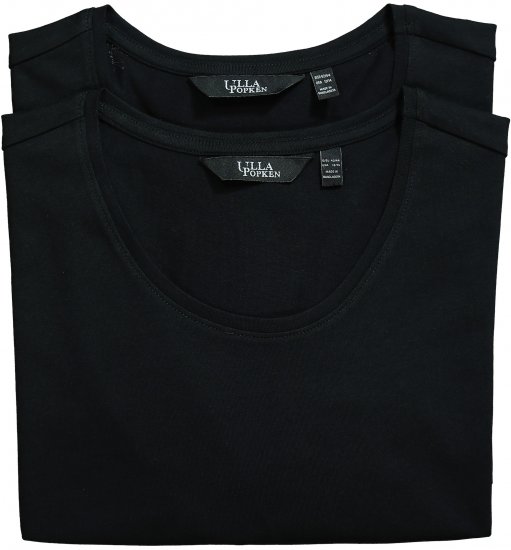 Ulla Popken Scoop Neck Short Sleeve Tee Black - Trička - 