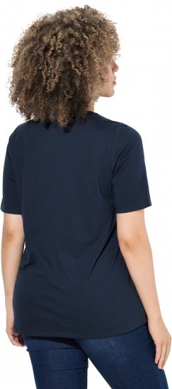 Ulla Popken Scoop Neck Short Sleeve Tee Navy - Trička - 