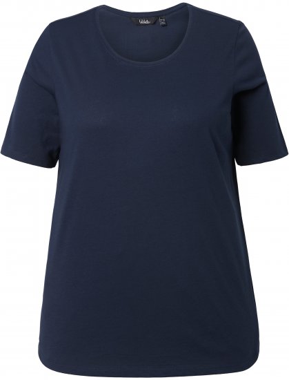 Ulla Popken Scoop Neck Short Sleeve Tee Navy - Trička - 