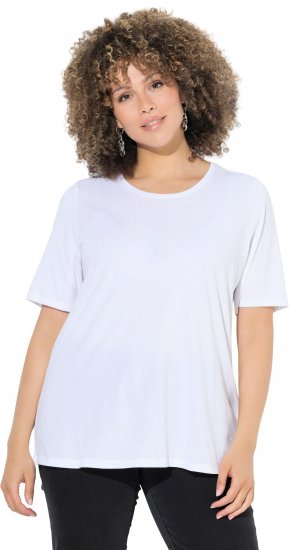 Ulla Popken Scoop Neck Short Sleeve Tee White - Trička - 