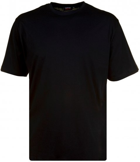 Espionage T015 Plain Crew Neck T-Shirt Black - Trička - Trička nadměrné velikosti - 2XL-14XL