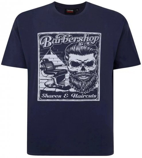 Espionage T410 Barbershop Printed T-Shirt Navy - Trička s potiskem - Trička s potiskem - 2XL-8XL